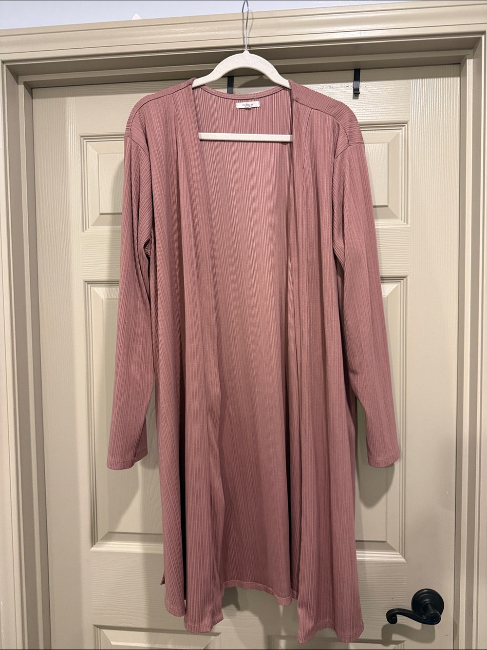 Maurices Rose-Mauve Ribbed Open Cardigan